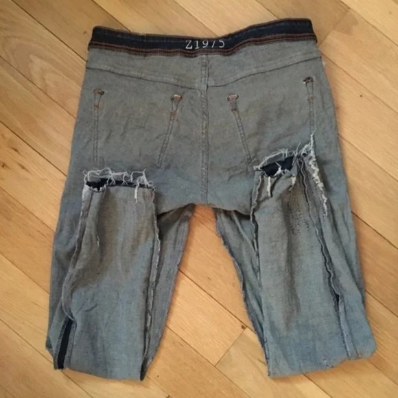 ZARA z1975 Mid Rise Denim Medium Wash Distressed Skinny Blue Jeans - Size 6 - Picture 5 of 11